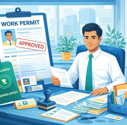 Processing work permit in office Processing work permit in office